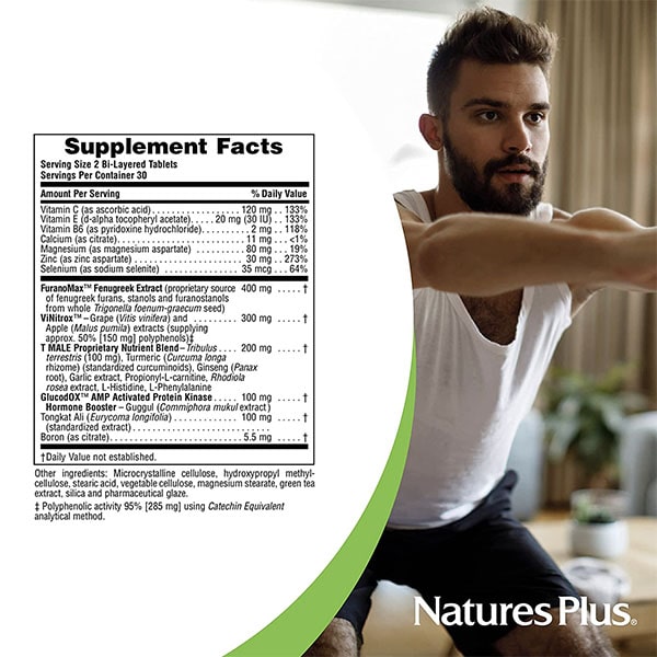 Holistic Medicine Supplement Mens Ultra T Male NaturesPlus Vegetarian Gluten Free FACTS