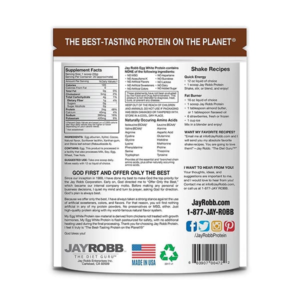 Egg White Protein Chocolate JayRobb Supplements Facts Holistic Medicine