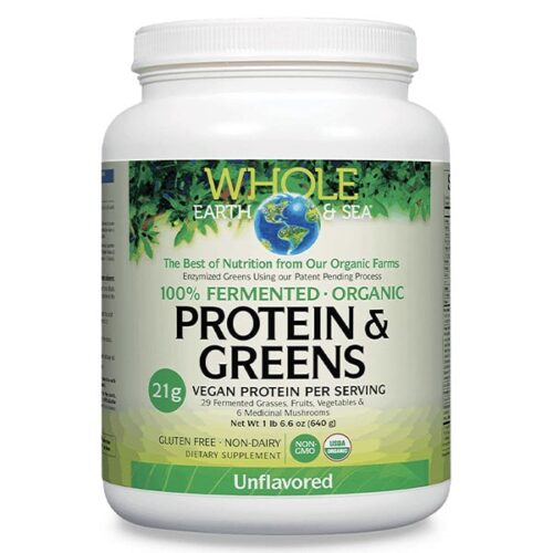 Holistic Medicine Protein Powder Protein and Greens Whole Earth and Sea Vegan Gluten Free Non-GMO Organic Unflavored FRONT