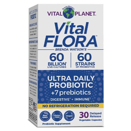 Holistic Medicine Supplement Digestive Vital Flora Brenda Watson's Vital Planet Vegan Non-GMO Gluten Free FRONT